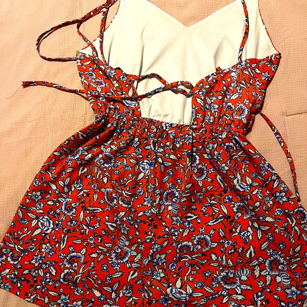 AQUA Orange & Blue Foral Romper